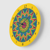 明るい色の12面曼荼羅 ラージ壁時計 (傾斜)