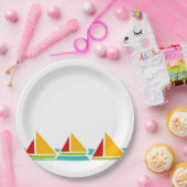 明るい色の3隻の帆ボート ペーパープレート (パーティー)