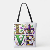 明るい色のMARDI GRASをテーマにした愛 トートバッグ (裏面)