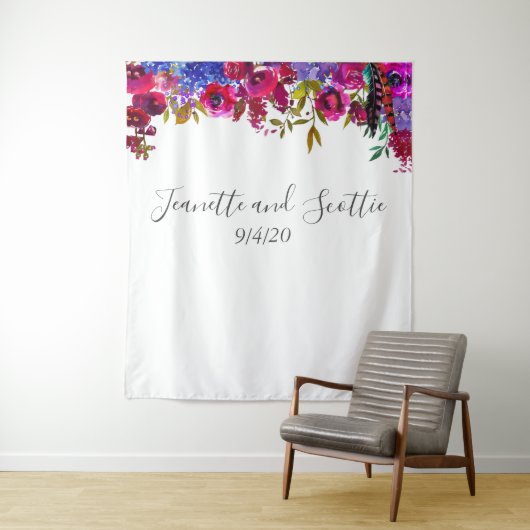 明るい色はっきりしたフローラピンク赤紫の背景 タペストリー (インサイチュ)