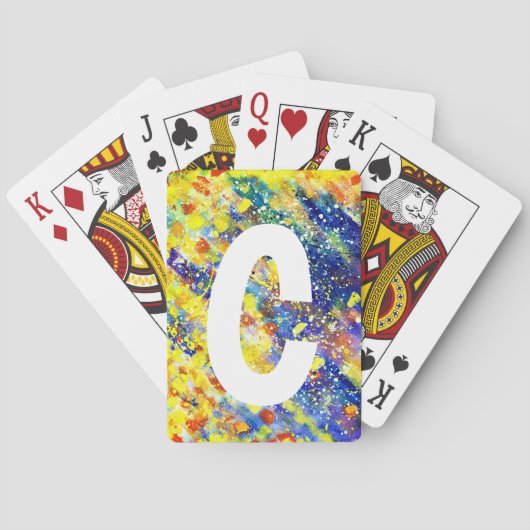 明るい色はっきりした抽象芸術モノグラム トランプ (裏面)