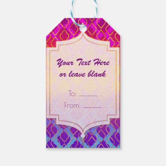 明るい色アラビアンモロッコグラムパーティーの好意 ギフトタグ (正面)