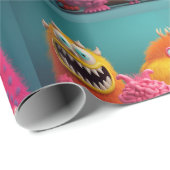 明るい色カラフルの毛むくじゃらの怪物 ラッピングペーパー (ロールコーナー)