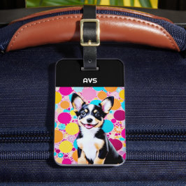 明るい色クールのかわいらし可愛い犬 ラゲッジタグ