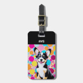 明るい色クールのかわいらし可愛い犬 ラゲッジタグ (正面縦)