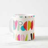 明るい色パターン（の模様が）ある コーヒーマグカップ (正面左)