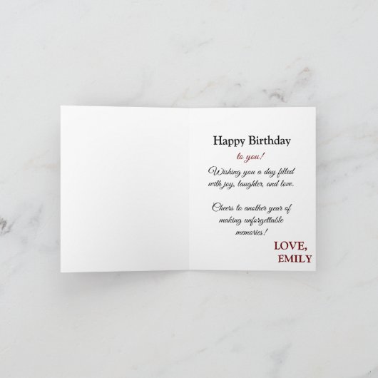 明るい色パーソナライズされたのピンクローズ誕生日 カード (内部)