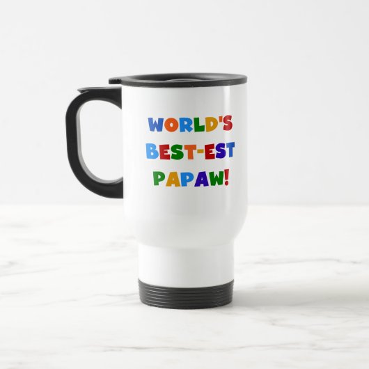 明るい色ベスト米国東部標準時刻のPapawのTシャツおよびギフト トラベルマグ (左)