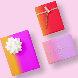 明るい色モダンピンク赤オレンジユニーク色 ラッピングペーパーシート