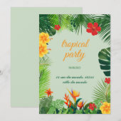 明るい色使いのトロピカルをテーマにしたエレガントな招待状 招待状 (正面/裏面)