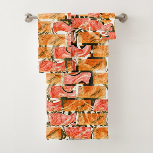 明るい色合いのレンガのようなスケッチ バスタオルセット (インサイチュ)