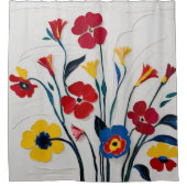 明るい色合いの水色の花 シャワーカーテン (正面)