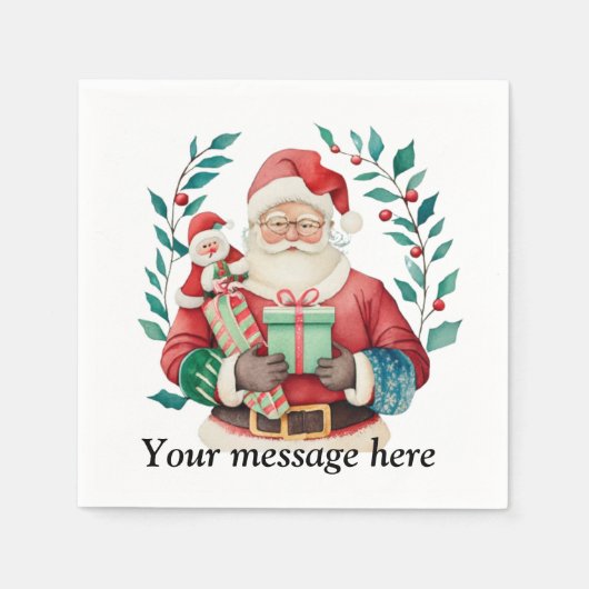 明るい色合い：自分のYuletide応援をパーソナライズ スタンダードカクテルナプキン (正面)