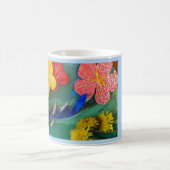 明るい色彩の鮮やかクレイ花彫刻フォークアート コーヒーマグカップ (中央)