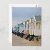 明るい色彩の鮮やかビーチハッツ ポストカード (正面/裏面)
