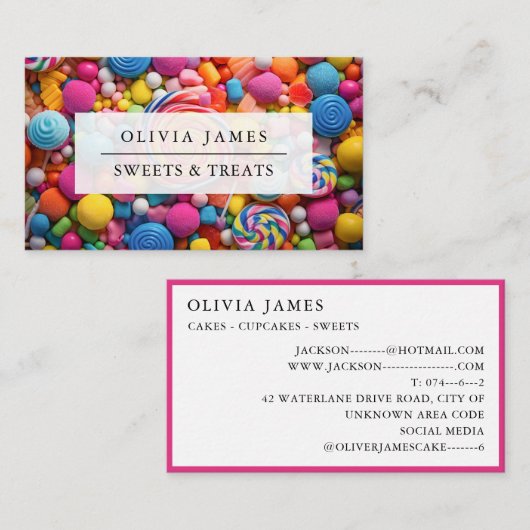 明るい色数々ののスイーツキャンディトリートスイートショップ 名刺 (正面/裏面)