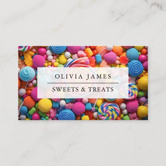 明るい色数々ののスイーツキャンディトリートスイートショップ 名刺 (正面)