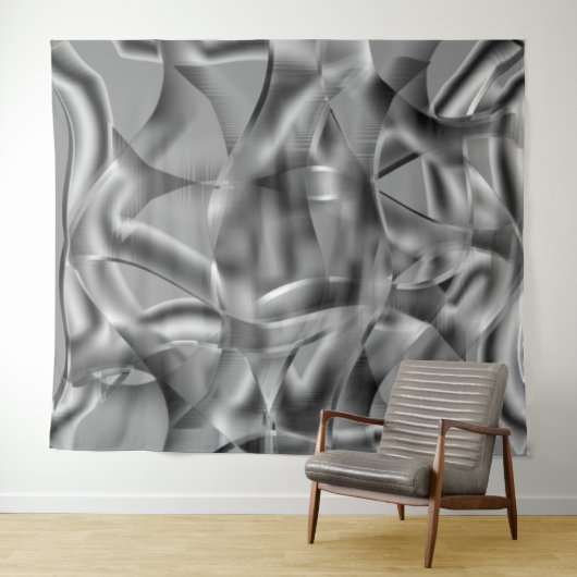 明るい色調の曲線状の灰色の形状 タペストリー (インサイチュ(横))