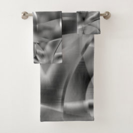 明るい色調の曲線状の灰色の形状 バスタオルセット