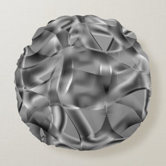 明るい色調の曲線状の灰色の形状 ラウンドクッション (正面)