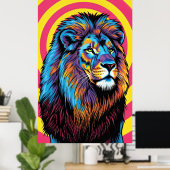 明るい色鮮やかのライオン ポスター (ホームオフィス)