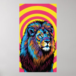 明るい色鮮やかのライオン ポスター