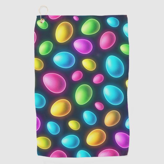 明るい色/ネオンイースターエッグ/春 ゴルフタオル (正面)