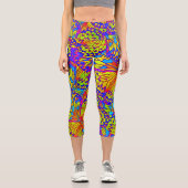 明るい色 – バタフライパターン抽象芸術 カプリレギンス (正面)
