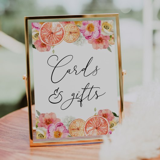 明るい花と柑橘類のカードとギフトポスター ポスター