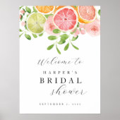 明るい花と柑橘類のブライダルシャワーへようこそ ポスター (正面)