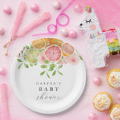 明るい花と柑橘類の赤ちゃんシャワー ペーパープレート (パーティー)
