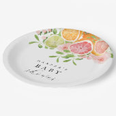 明るい花と柑橘類の赤ちゃんシャワー ペーパープレート (アングル)