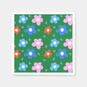 明るい花と蝶 スタンダードカクテルナプキン (正面)