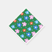 明るい花と蝶 スタンダードカクテルナプキン (角)