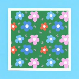 明るい花と蝶 スタンダードカクテルナプキン