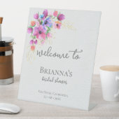 明るい花と金ゴールドブライダルシャワーへようこそ 台座サイン (インサイチュ)