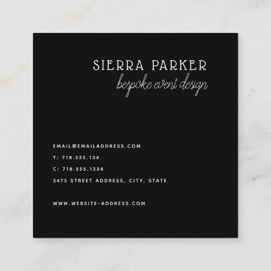 明るい花のレトロのイベントのデザインの名刺 スクエア名刺 (裏面)