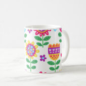 明るい花のヴィンテージカラフル模様 コーヒーマグカップ (正面右)
