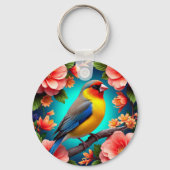 明るい花の中に漂う松の鳥 キーホルダー (裏面)