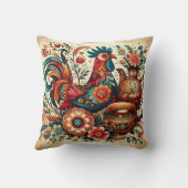 明るい花の中の鶏 クッション (裏面)