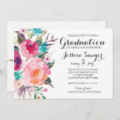 明るい花の卒業のパーティの招待状 招待状 (正面/裏面)