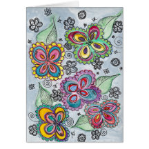 明るい花の水彩画カード