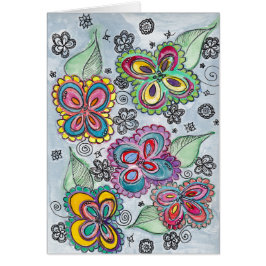 明るい花の水彩画カード