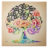 明るい花の生きた陶磁器タイルの木 タイル (正面)