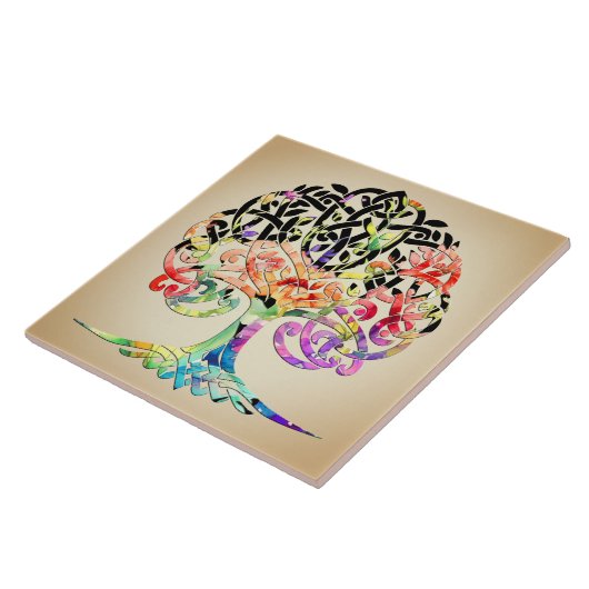 明るい花の生きた陶磁器タイルの木 タイル (側面)