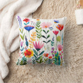 明るい花カラフル柄イラストレーション クッション (ブランケット)