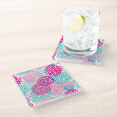 明るい花パターン2 ガラスコースター (アングル)