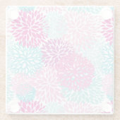 明るい花パターン2 ガラスコースター (裏面)