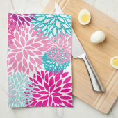 明るい花パターン2 キッチンタオル (四つ折り)