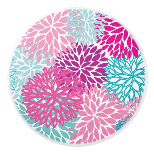 明るい花パターン2 セラミックノブ (正面)